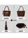  Women Tote Buffalo Leather Brown Shoulder Bag Large Office Handbag Shopper Purse